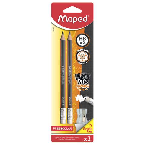 LAPIZ DE GRAFITO 2 MAPED BLACK PEPS+SACAPUNTAS BL 134064
