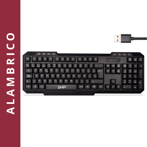 TECLADO GHIA ALAMBRICO USB MULTIMEDIA COLOR NEGRO