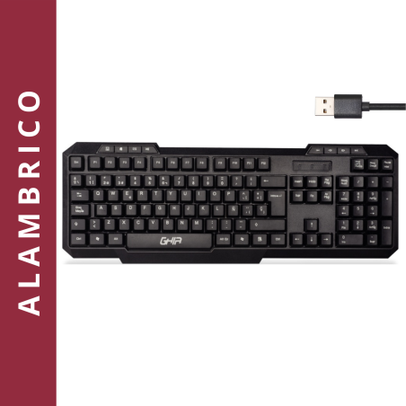 TECLADO GHIA ALAMBRICO USB MULTIMEDIA COLOR NEGRO