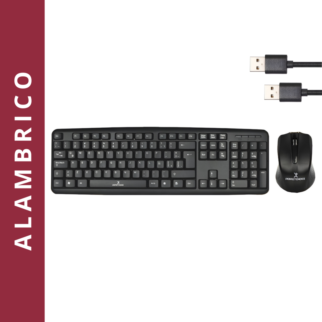 KIT TECLADO Y MOUSE ALAMB. PERFECT CHOICE NEGRO KB-758