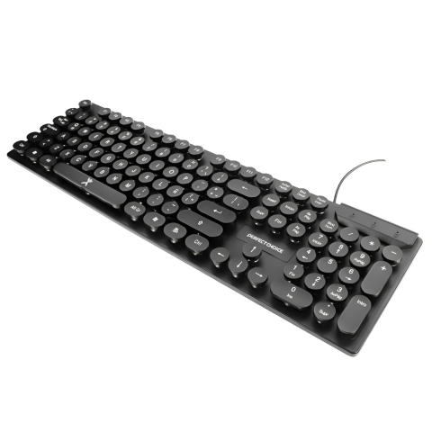 TECLADO PERFECT CHOICE ALAMBRICO BLACK ROUND USB