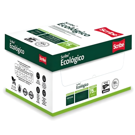 CAJA PAPEL CORTADO SCRIBE ECOLOGICO OFICIO 93% B 75G C/5000