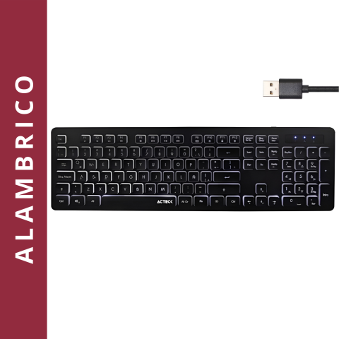 TECLADO ACTECK ALAMBRICO USB TS425 RETROILUMINADO NEGRO