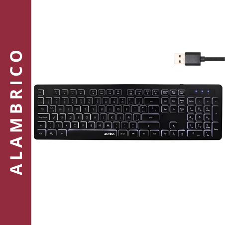 TECLADO ACTECK ALAMBRICO USB TS425 RETROILUMINADO NEGRO