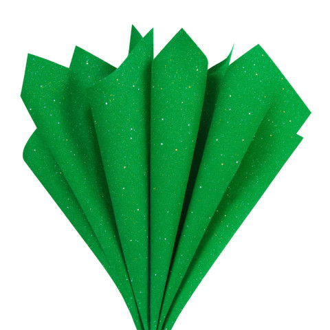 PAPEL DE CHINA GLITTER GS1007 VERDE ESMERALDA 23646