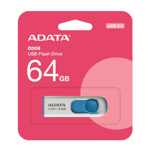 MEMORIA USB ADATA 64GB C008 BLANCA/AZUL