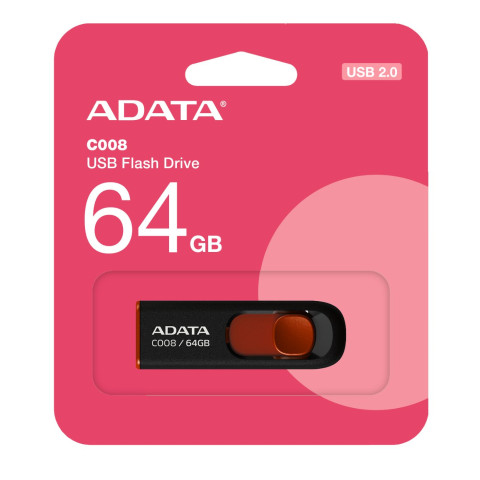 MEMORIA USB ADATA C008 64GB NEGRO/ROJO