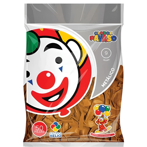 GLOBO METALIC PAYASO Nº9 BOLSA C/50 ORO 058017
