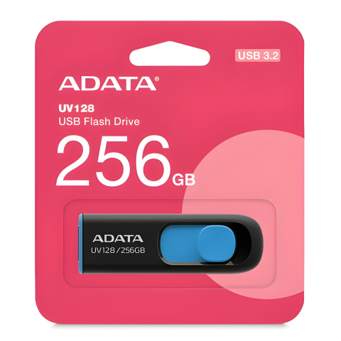 MEMORIA ADATA 256GB USB UV128 NEGRO CON AZUL AUV128-256G-RBE