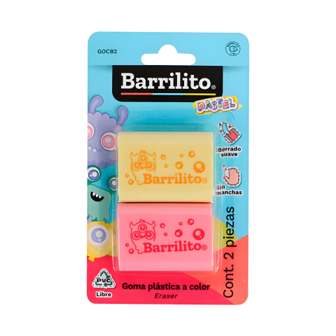 BORRADOR COLOR PASTEL BARRILITO GOCB2 BL/2 147569