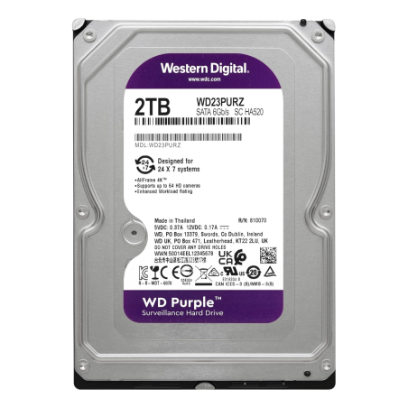 DISCO DURO 2TB WESTERN DIGITAL PURPLE VIDEOVIGILANCIA WD23PU