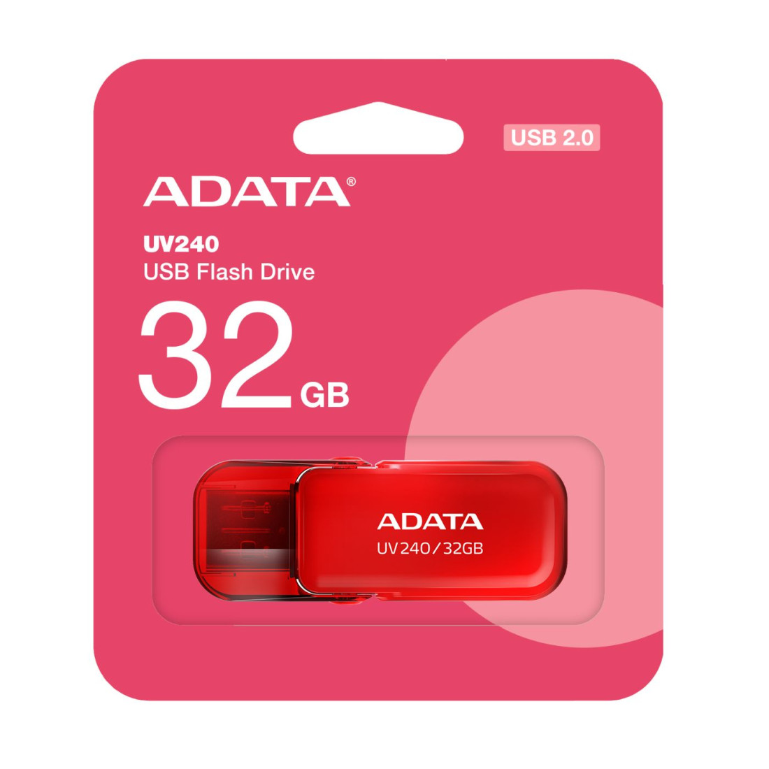 MEMORIA USB 2.0 32GB ADATA UV240 ROJO AUV240-32G-RRD