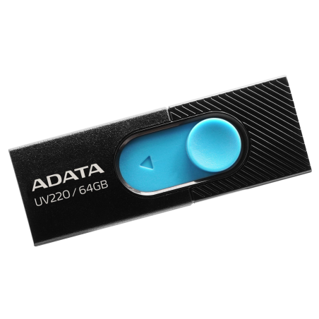 MEMORIA ADATA 64GB USB 2.0UV220 RETRACTIL NEGRO/AZUL