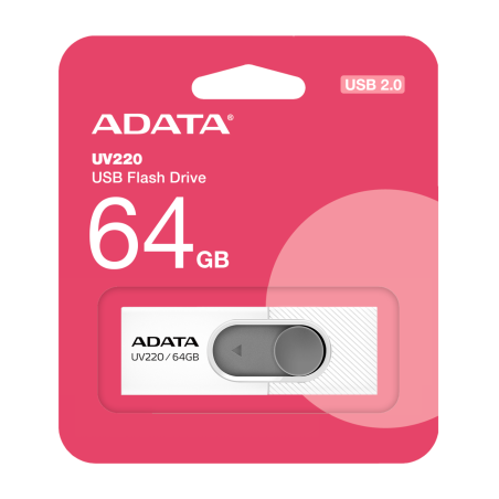 MEMORIA ADATA 64GB USB 2.0 UV220 RETRACTIL BLANCO/GRIS