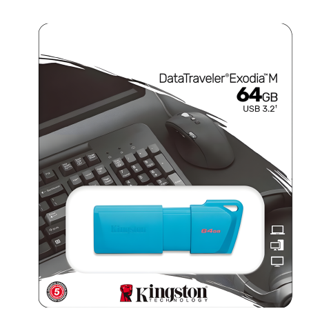 MEMORIA FLASH KINGSTON 64 GB USB 3.2 GEN 1 DTXM TURQUESA