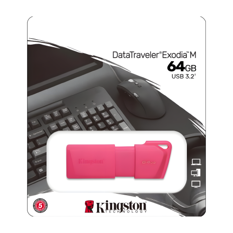 MEMORIA FLASH KINGSTON 64 GB USB 3.2 GEN 1 DTXM ROSA