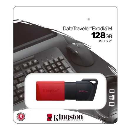 MEMORIA KINGSTON 128GB USB 3.2 NEGRO/ROJO GEN 1 DATATRAVEL