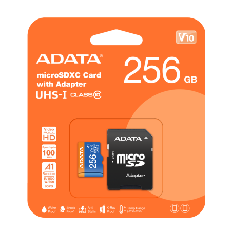 MEMORIA ADATA 256GB MICRO SDXC PREMIER CLASE 10 A1 AZUL