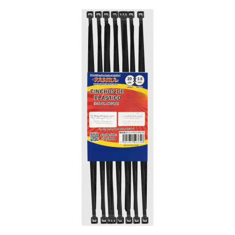 CINCHOS DE PLASTICO PASCUA 20 CM X 3.6MM NEGRO C/25 134610