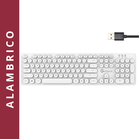 TECLADO GETTTECH GTI-28201B IGNITE BACKLIGHT USB BLANCO