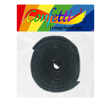 CINTA VELCRO NEGRO CONFETTI 20MMX1M C/ADH GANCH Y FEL117761