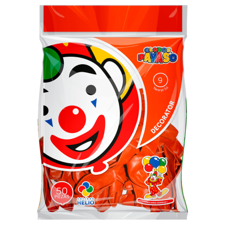 GLOBO DECORATOR PAYASO No. 09 BOLSA C/50 NARANJA SOL 58015