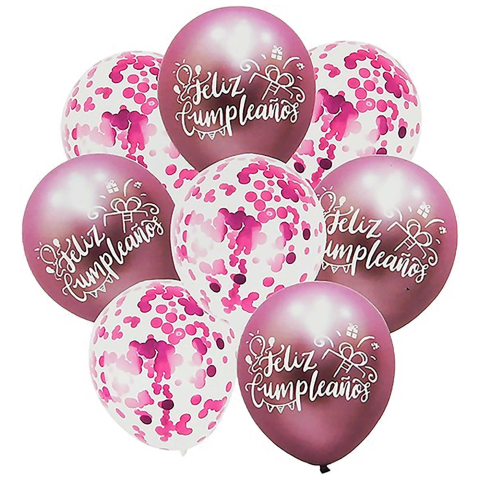 SET GLOBO VM MA2145 FELIZ CUMPLEANOS IMPRESO 8 PZ 148189