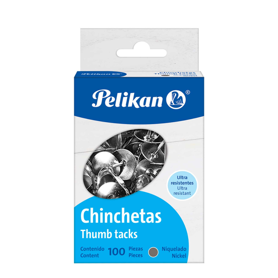CHINCHETAS PELIKAN C/100 CABEZA METAL COLS SURT 47110