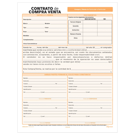 BLOCK CONTRATO COMPRA VENTA ORGANIFORMAS 25H 59784
