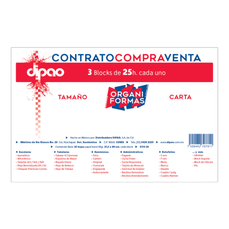 BLOCK CONTRATO COMPRA VENTA ORGANIFORMAS 25H 59784