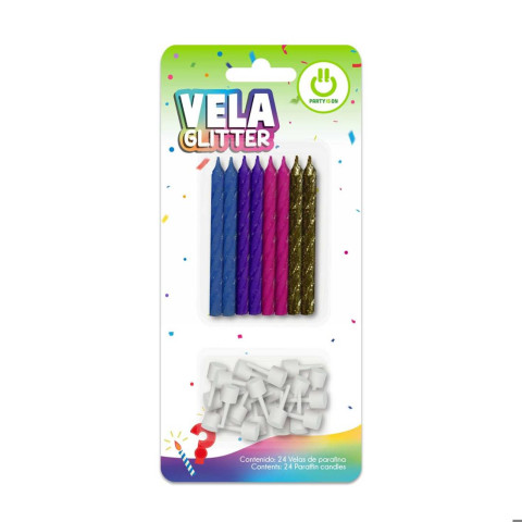 VELA ESPIRAL PAYASO GLITTER MIX 163203