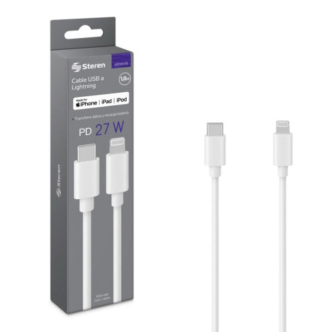 CABLE USB C A LIGHTNING DE 1.8M MAECA STEREN STE-POD-460