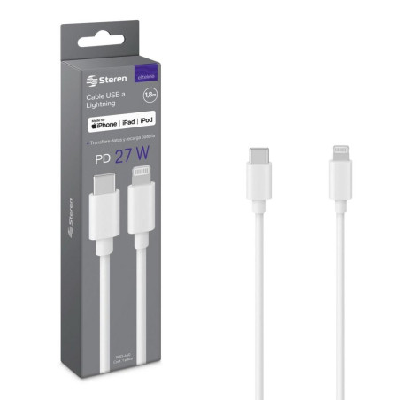 CABLE USB C A LIGHTNING DE 1.8M MAECA STEREN STE-POD-460