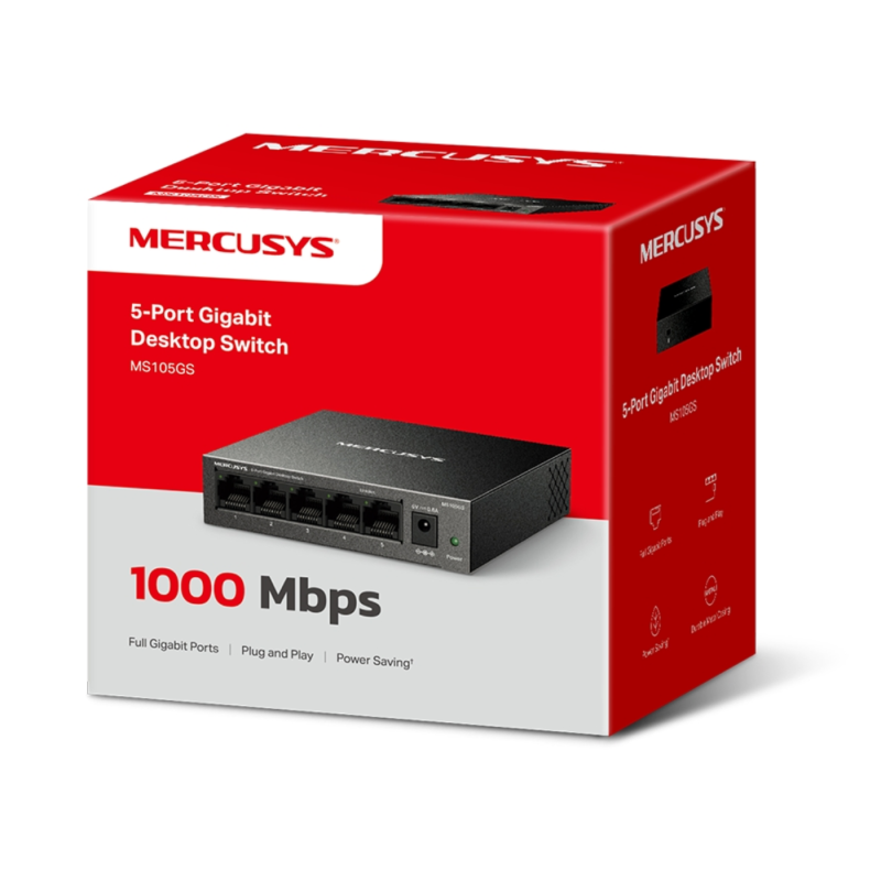 SWITCH MERCUSYS MS105GS 5 PUERTOS 10/10/1000 METAL