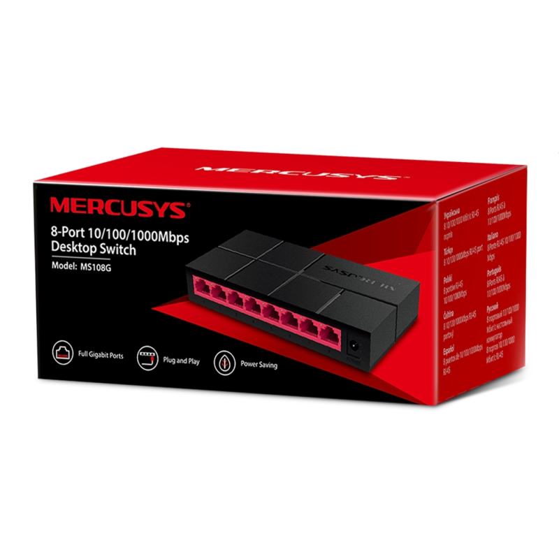 SWITCH MERCUSYS MS108G DE ESCRITORIO 8 PUERTOS GIGABIT