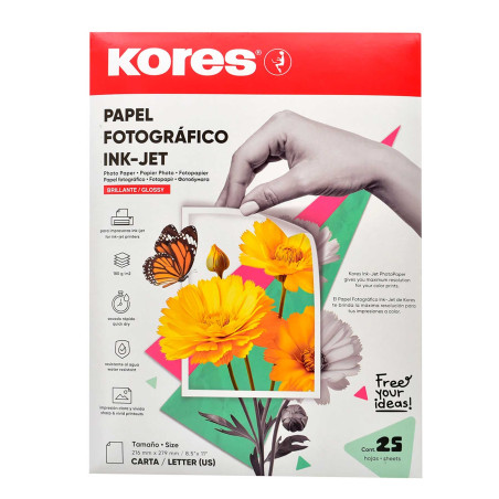PAQ. C/25H PAPEL FOTOGRAFICO BRILLANTE KORES 73501 CARTA 200 GMS. C/25 H. PAQUETE