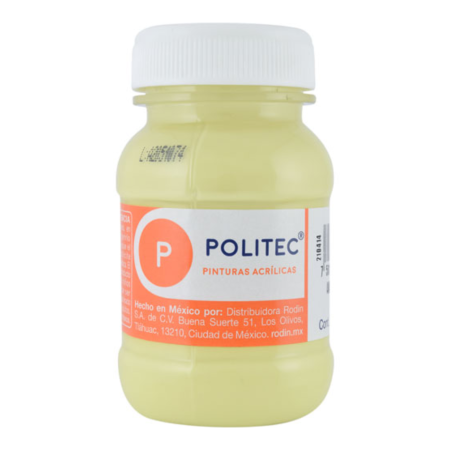 PINTURA ACRILICA POLITEC 100ML AMARILLO PASTEL 113909