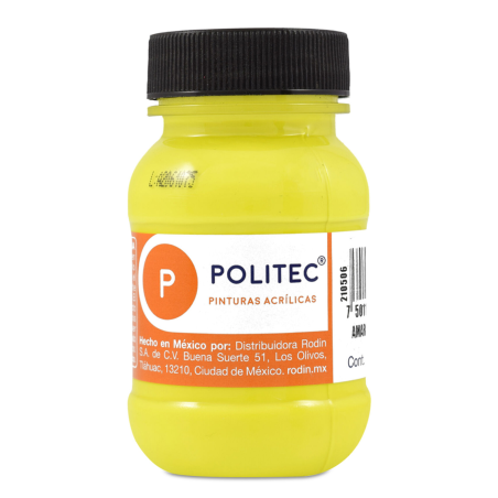 PINTURA ACRILICA POLITEC FLUO100ML FRASCO AMARILLO FLUORECENTE 113920