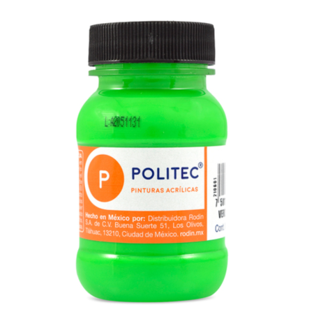 PINTURA ACRILICA POLITEC FLUO 100ML FRASCO VERDE FLU 113920