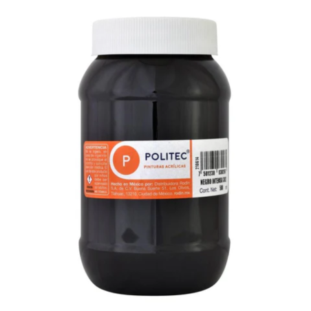 PINTURA ACRILICA POLITEC 500 ML. COLOR NEGRO 113910