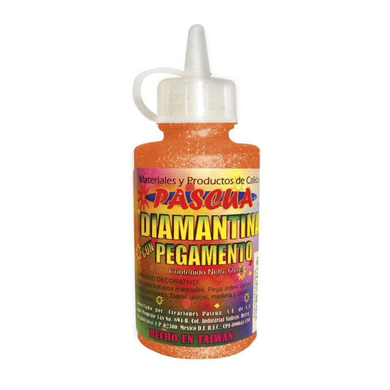 PEGAMENTO C/DIAMANTINA PASCUA FCO C/60ML. NARANJA 29780