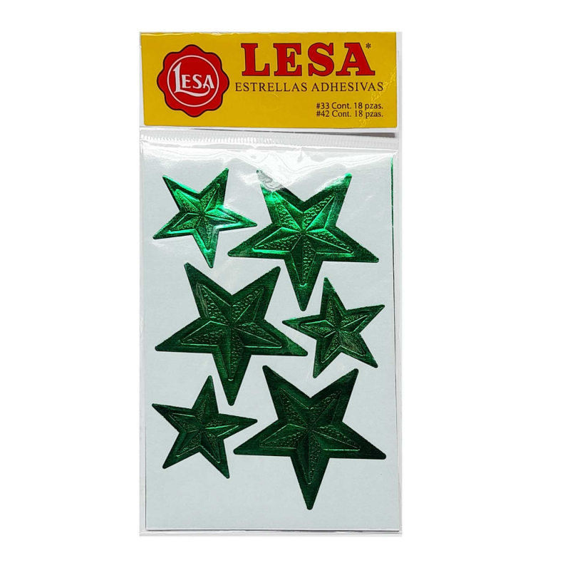 ETIQUETA ESTRELLA LESA No. 33 Y 42 MM BL/36  VERDE 57887