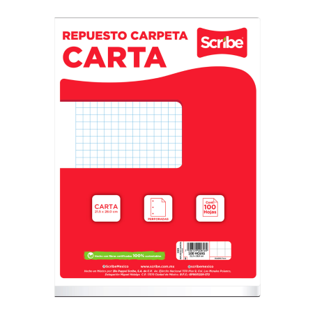 REPUESTO DE CARP. 3 PERF. SCRIBE 3403 7MM CARTA 100H 43004