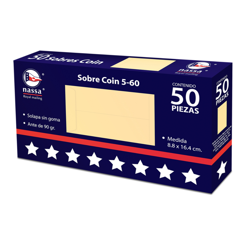 CAJA DE SOBRE COIN C/50 PZAS 38302