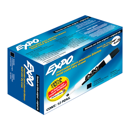 MARCADOR EXPO 83001 NEGRO CINCEL PIZARRON C/12