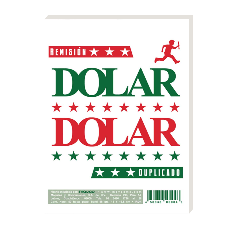BLOK REMISION DUPLICADO DOLAR RD4 13.0 X 16.5 CM  059730
