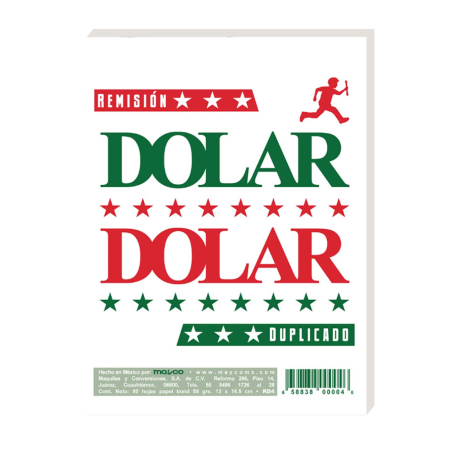 BLOK REMISION DUPLICADO DOLAR RD4 13.0 X 16.5 CM  059730