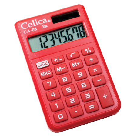 CALCULADORA BASICA CELICA CA08RD 8DIG ROJA SOL/BAT 87295