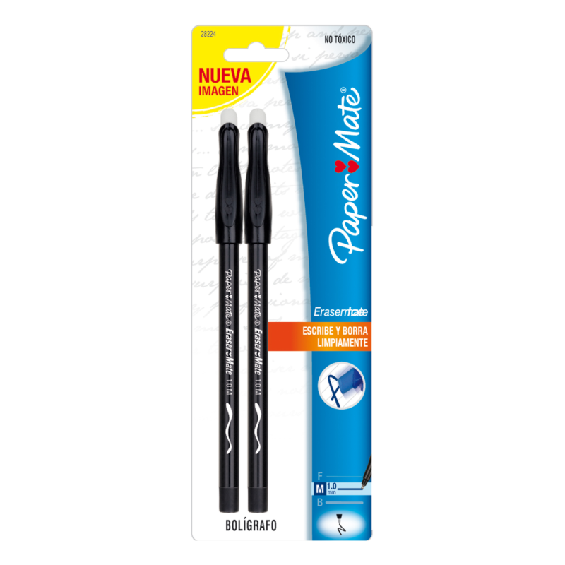 BOLIGRAFO BORRABLE PAPER MATE ERASER MATE C/2 NEGRO 80537