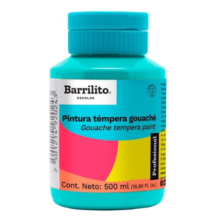 PINTURA TEMPERA BARRILITO 500ML PROF BOTE AZUL TURQUES 88846